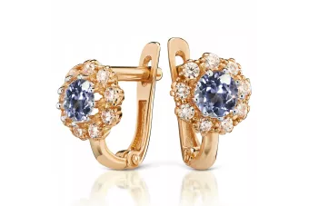 Rosa Russisch 14 Karat Gold Alexandrit Rubin Smaragd Saphir Zirkon Ohrringe cec004r