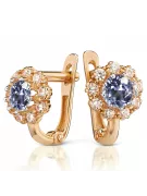 Vintage rožiniai auskariai 14k 585 gėlės su Aleksandritas Rubinas Sapyras Smaragdas Cirkonijos cec004r