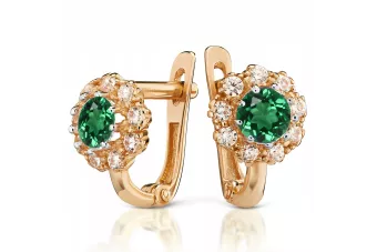 Vintage różowe kolczyki 14k 585 kwiatki z Aleksandrytem Rubinem Szafirem Szmaragdem Cyrkoniami cec004r