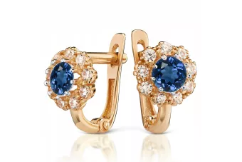 Rose Russe Or 14 carats Alexandrite Rubis Émeraude Saphir Zircon boucles d’oreilles cec004r