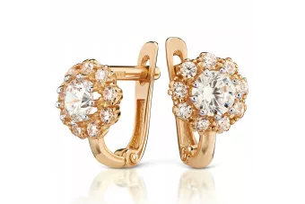 Rosa Russisch 14 Karat Gold Alexandrit Rubin Smaragd Saphir Zirkon Ohrringe cec004r