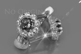 Vintage ροζ σκουλαρίκια 14k 585 λουλούδια με Αλεξανδρίτη, Ρουμπίνι, Ζαφείρι, Σμαράγδι, Ζιργκόν cec004r