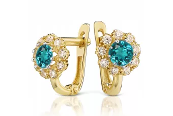 Amarillo italiano 14k oro Alejandrita Rubí Esmeralda Zafiro Zircón pendientes cec004y