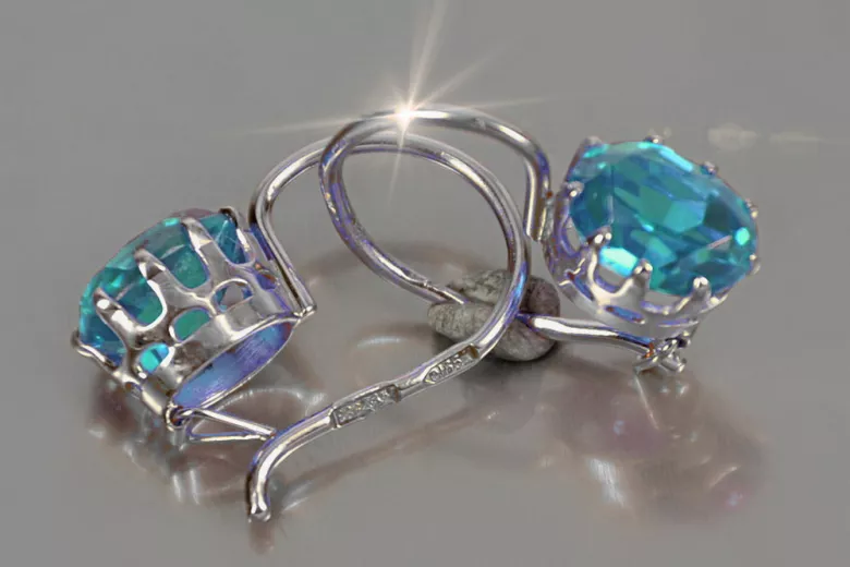 Silver 925 Alexandrite Ruby Emerald Sapphire Aquamarine Zircon ... earrings vec196s