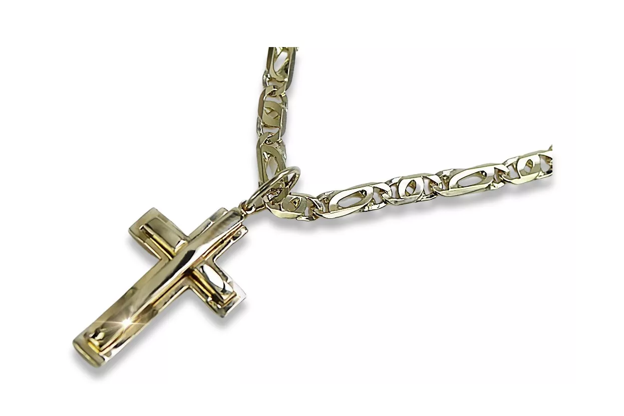 Cruz de oro con una cadena ★ zlotychlopak.pl Sello de oro 585 333 ¡★ Precio bajo!