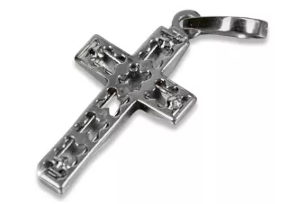 Katalikų kryžius iš baltojo aukso 14k 585 pakaba ctc095w