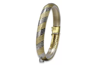 Yellow white Italian 14k gold fancy bracelet cbt003yw