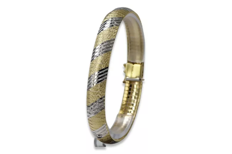Yellow white Italian 14k gold fancy bracelet cbt003yw