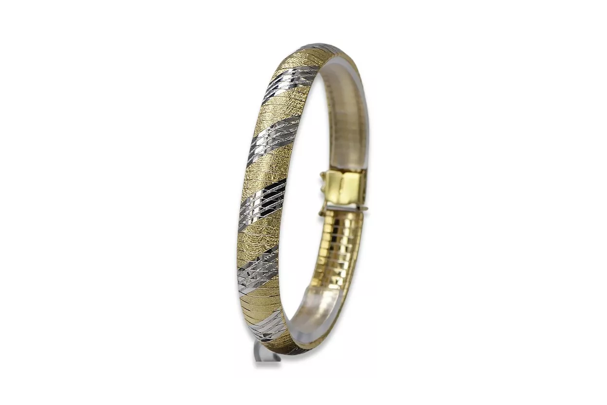 Yellow white Italian 14k gold fancy bracelet cfb005yw