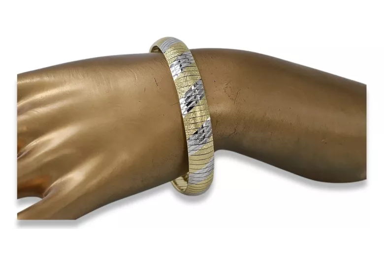 Yellow white Italian 14k gold fancy bracelet cbt003yw