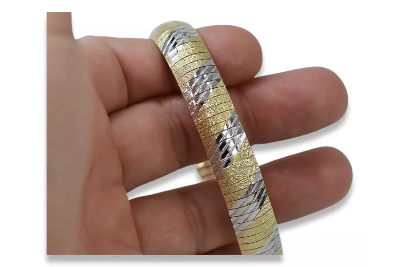 Yellow white Italian 14k gold fancy bracelet cbt003yw
