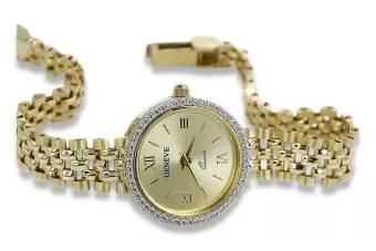 Италиански жълт 14k златен дамски часовник Geneve lw029y