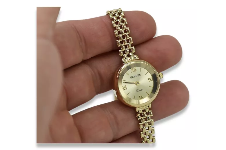 Prześliczny 14K 585 złoty damski zegarek Geneve lw082y