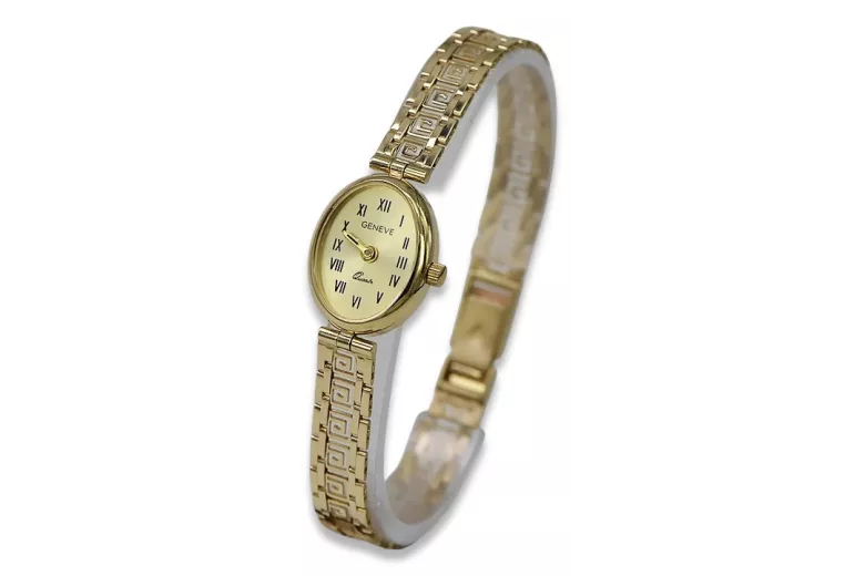 Elegancki 14k złoty damski zegarek Geneve lw092y