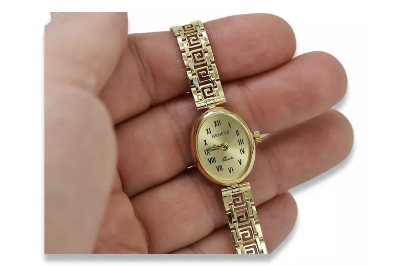 Elegancki 14k złoty damski zegarek Geneve lw092y