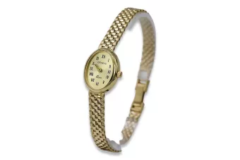 Жовтий 14k золотий годинник Женева Леді Подарунок lw093y