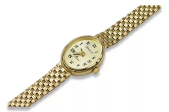 Goldene Damenuhr ★ zlotychlopak.pl ★ Gold Reinheit 585 333 Niedriger Preis!