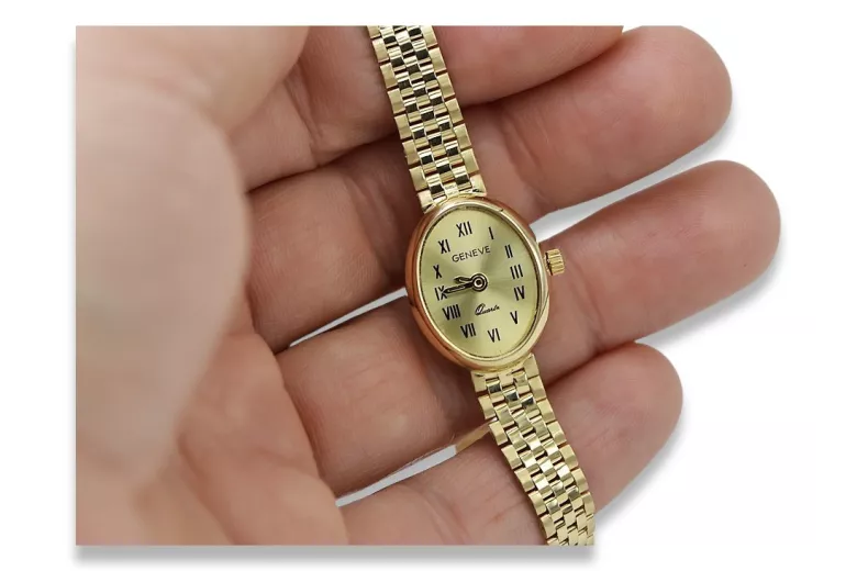 Elegancki 14k złoty damski zegarek Geneve lw093y