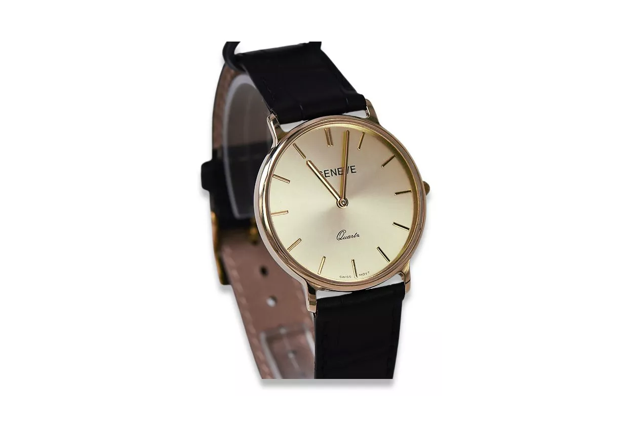 Gold men's watch Geneve ★ zlotychlopak.pl ★ Gold purity 585 333 Low Price!