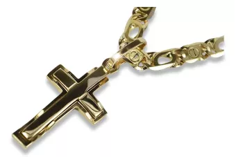 Zlatý kríž s reťazcom ★ złotychlopak.pl ★ Golden Stamp 585 333 Nízka cena!