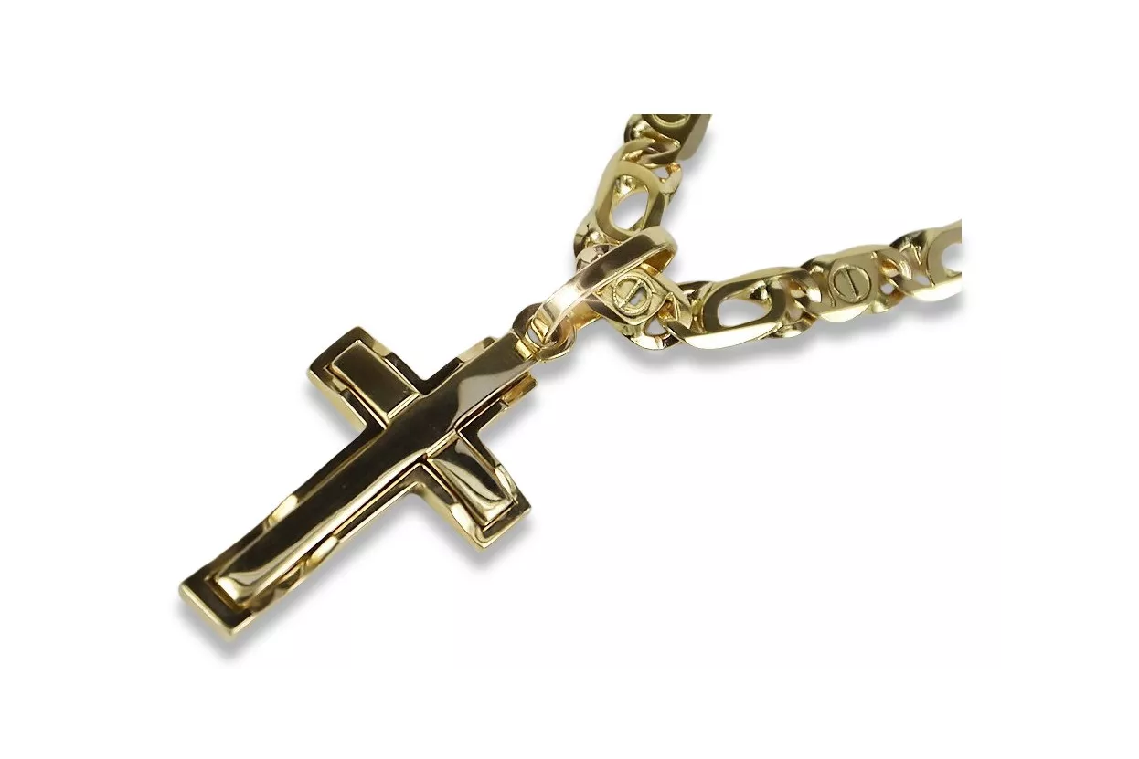 Cruz de oro con una cadena ★ zlotychlopak.pl Sello de oro 585 333 ¡★ Precio bajo!