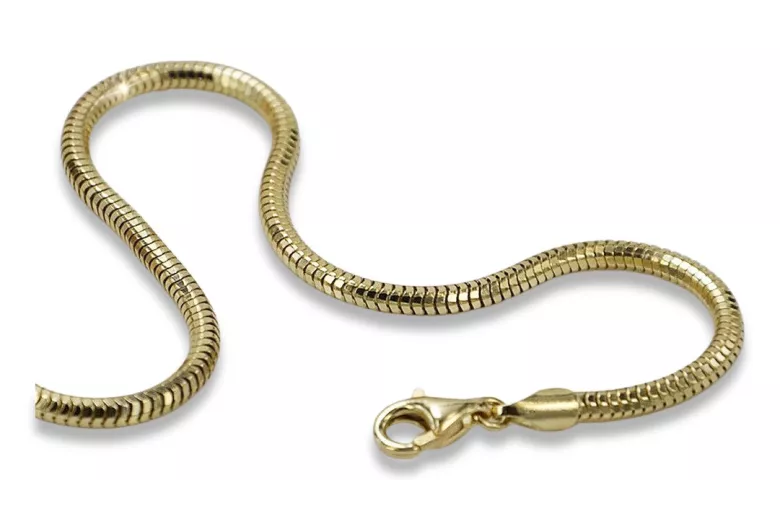 Италианска жълта 14k златна гривна Snake Tondo cb020y