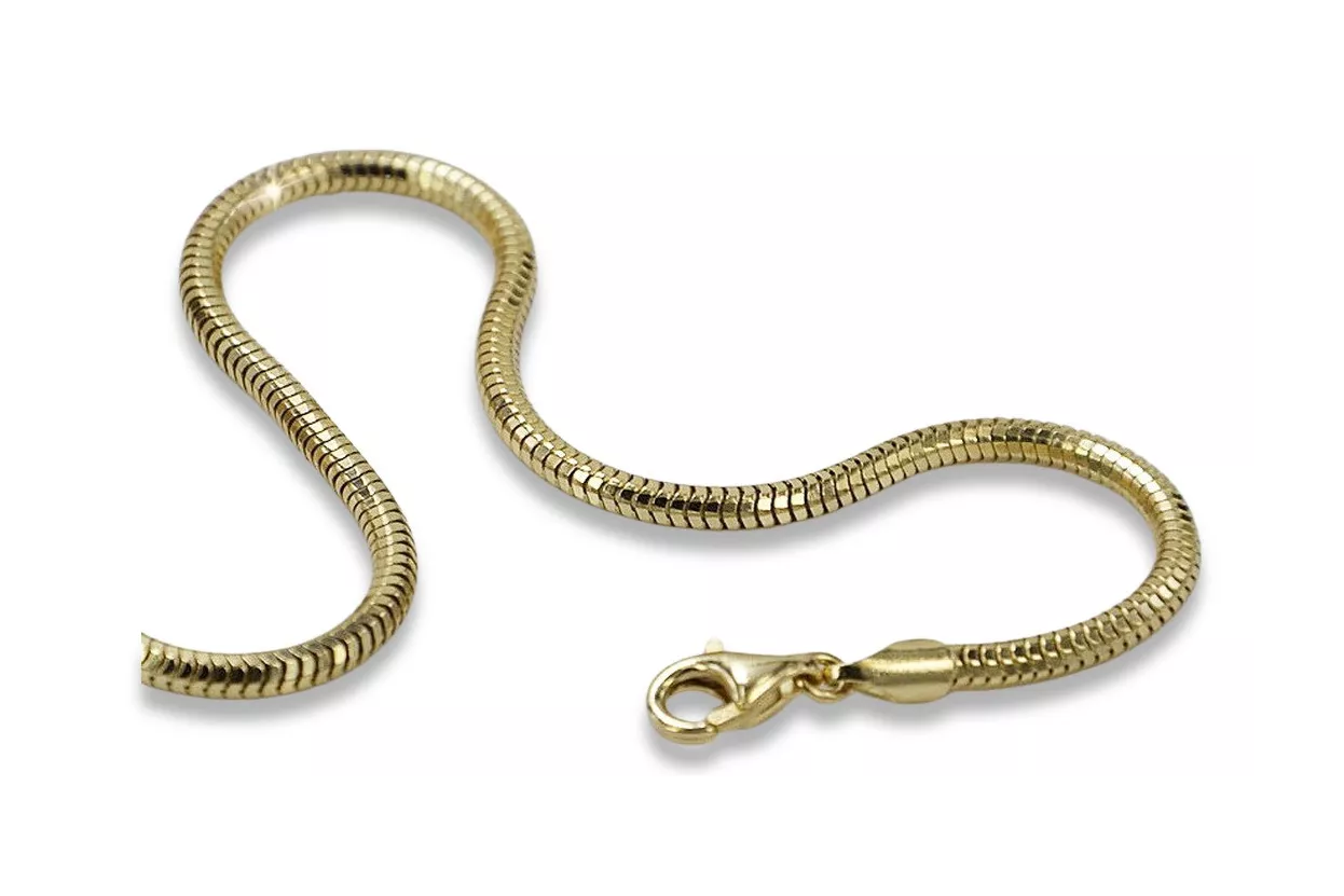 Італійський браслет із жовтого золота 14 карат зі змією Tondo cb020y