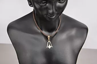 Plata soviética rusa chapada en oro rosa 925 URSS Colgante de flores vintage vpn014rp