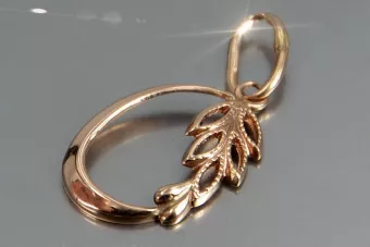 Plata soviética rusa chapada en oro rosa 925 URSS Colgante de hoja vintage vpn084rp