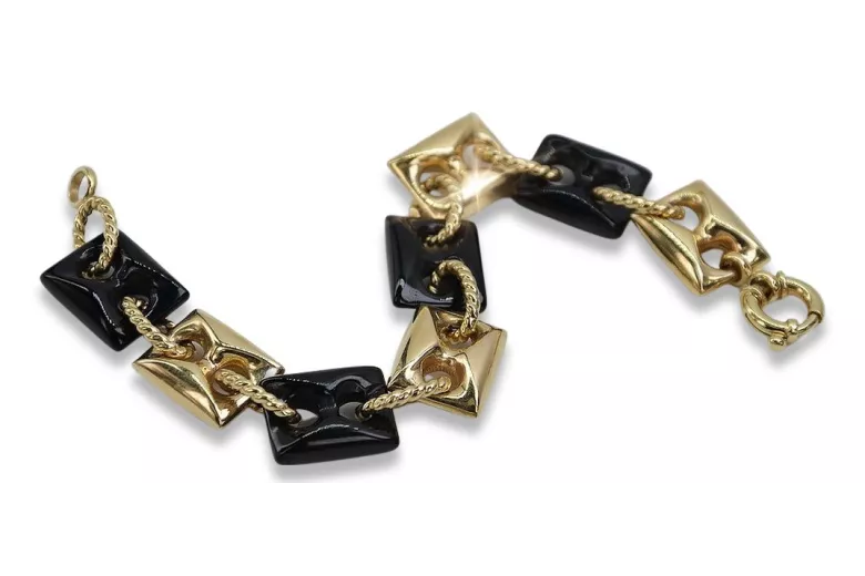 Bracelet onyx jaune italien 14k 585 or cb102y
