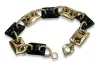 Italian yellow 14k 585 gold onyx bracelet cb102y