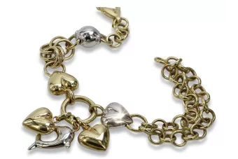 Gelb-weißes italienisches 14-Karat-Gold-Fancy-Armband cb133yw
