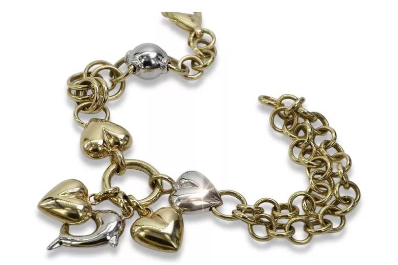 Bracelet fantaisie en or italien 14 carats jaune & blanc cb133yw