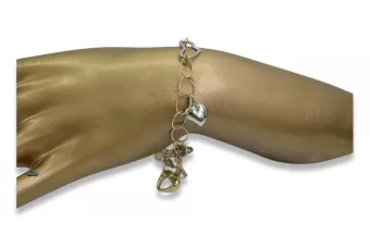 Yellow & white Italian 14k gold fancy bracelet cb136yw