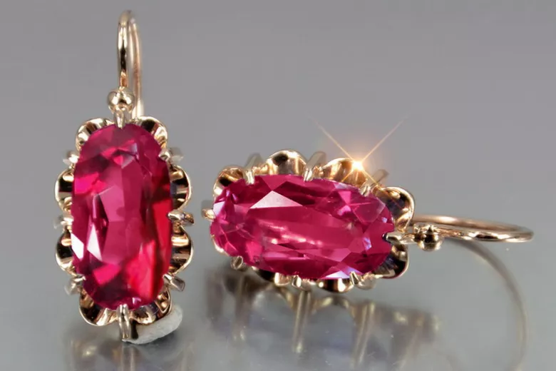 Russe soviétique argent rose or plaqué 925 Alexandrite Rubis Émeraude Saphir Aigue-marine Zircon ... Boucles d’oreilles VEC039RP