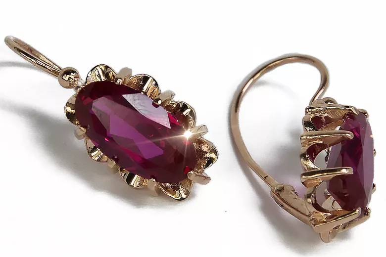 Russe soviétique argent rose or plaqué 925 Alexandrite Rubis Émeraude Saphir Aigue-marine Zircon ... Boucles d’oreilles VEC039RP