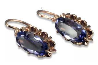 Plata soviética rusa chapada en oro rosa 925 Alejandrita Rubí Esmeralda Zafiro Aguamarina Zircón ... Pendientes VEC039RP