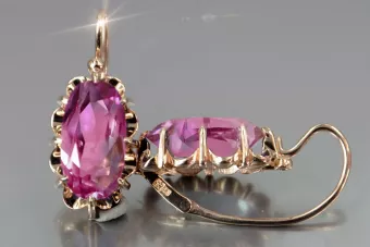 Vintage silver rose gold plated 925 Alexandrite Ruby Emerald Sapphire Aquamarine Zircon ... earrings vec039rp