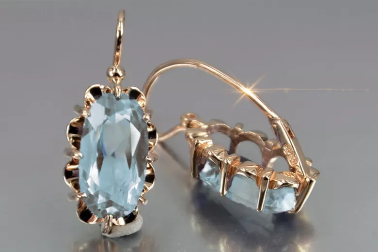 Russe soviétique argent rose or plaqué 925 Alexandrite Rubis Émeraude Saphir Aigue-marine Zircon ... Boucles d’oreilles VEC039RP
