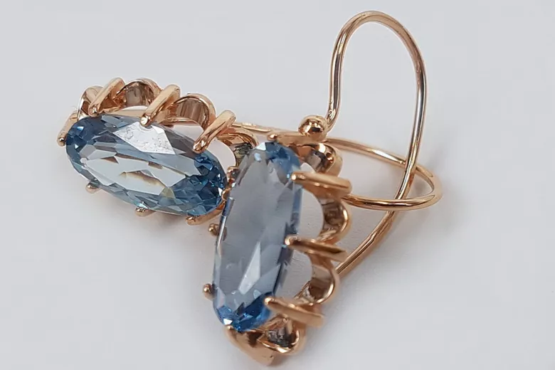 Russe soviétique argent rose or plaqué 925 Alexandrite Rubis Émeraude Saphir Aigue-marine Zircon ... Boucles d’oreilles VEC039RP