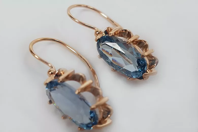 Russe soviétique argent rose or plaqué 925 Alexandrite Rubis Émeraude Saphir Aigue-marine Zircon ... Boucles d’oreilles VEC039RP