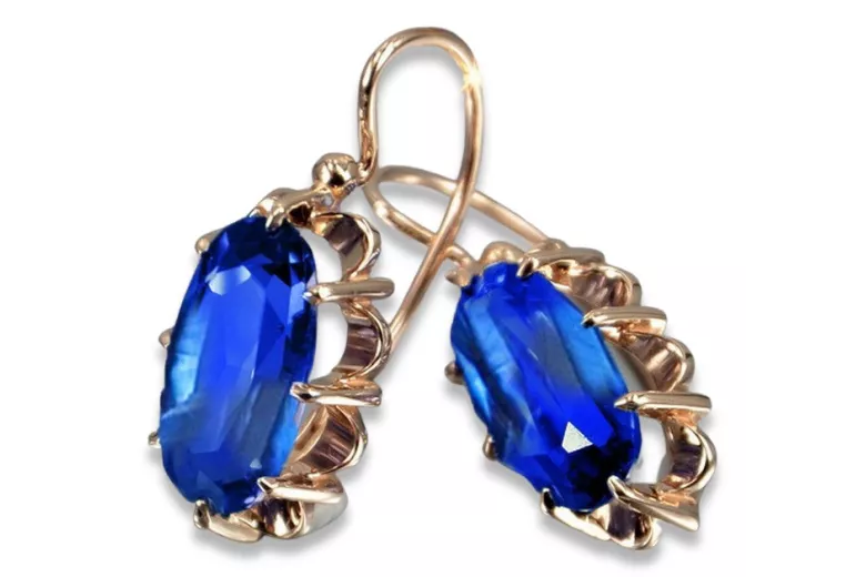 Russe soviétique argent rose or plaqué 925 Alexandrite Rubis Émeraude Saphir Aigue-marine Zircon ... Boucles d’oreilles VEC039RP