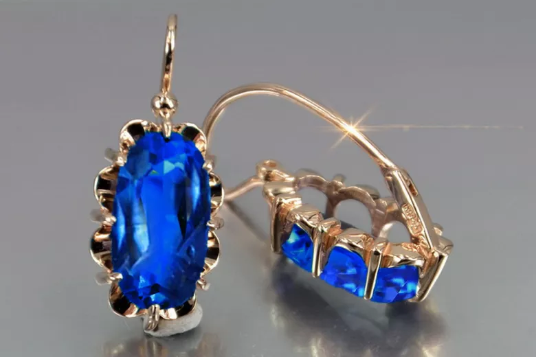 Russe soviétique argent rose or plaqué 925 Alexandrite Rubis Émeraude Saphir Aigue-marine Zircon ... Boucles d’oreilles VEC039RP