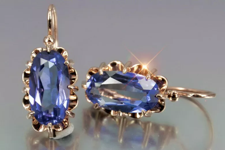Russe soviétique argent rose or plaqué 925 Alexandrite Rubis Émeraude Saphir Aigue-marine Zircon ... Boucles d’oreilles VEC039RP