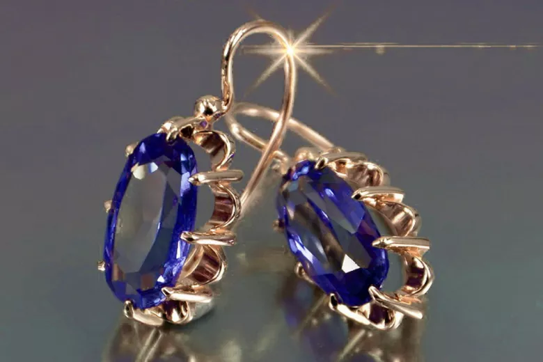 Russe soviétique argent rose or plaqué 925 Alexandrite Rubis Émeraude Saphir Aigue-marine Zircon ... Boucles d’oreilles VEC039RP