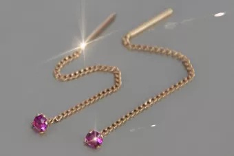 14k 585 rožinės aukso žiurkinių grandinės su cirkonijos cec021r