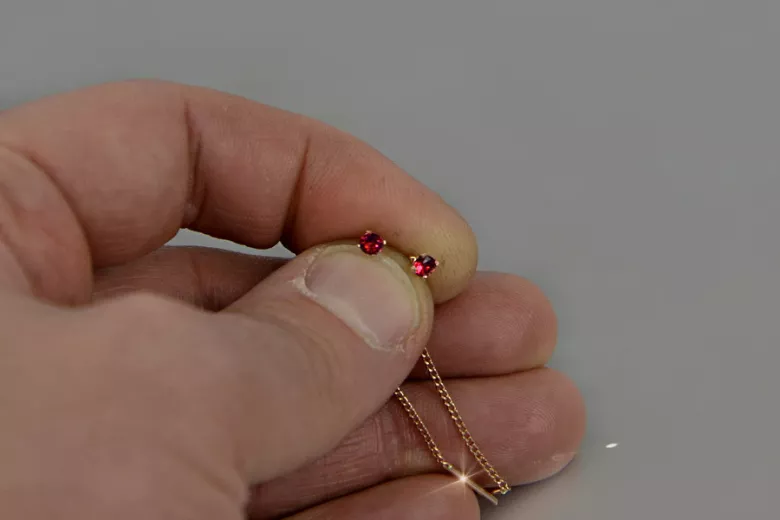 Kolczyki z różowego 14k 585 złota łańcuszki z Cyrkonią cec021r