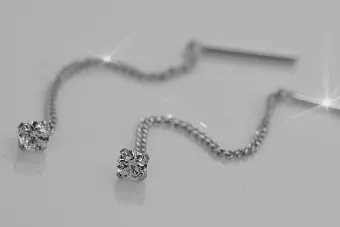 14k 585 rožinės aukso žiurkinių grandinės su cirkonijos cec021r