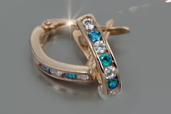 Rose Russe Or 14 carats Alexandrite Rubis Émeraude Saphir Zircon boucles d’oreilles cec011r