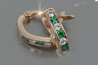 Rose Russe Or 14 carats Alexandrite Rubis Émeraude Saphir Zircon boucles d’oreilles cec011r
